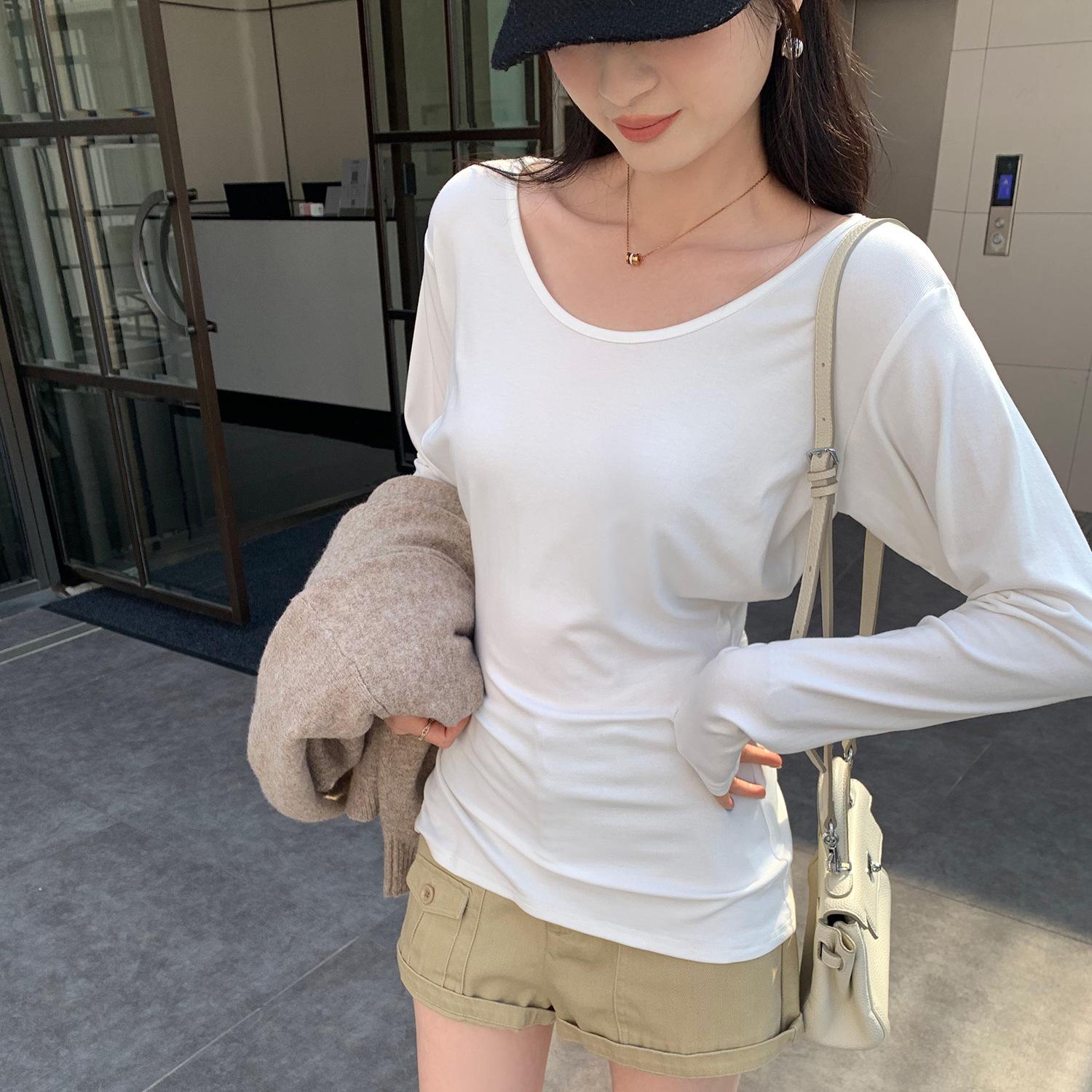 

Korean Style Women s White Slim Fit Waist-Cinching Long Sleeve Top for Autumn/Winter 2026 Extra Large белый