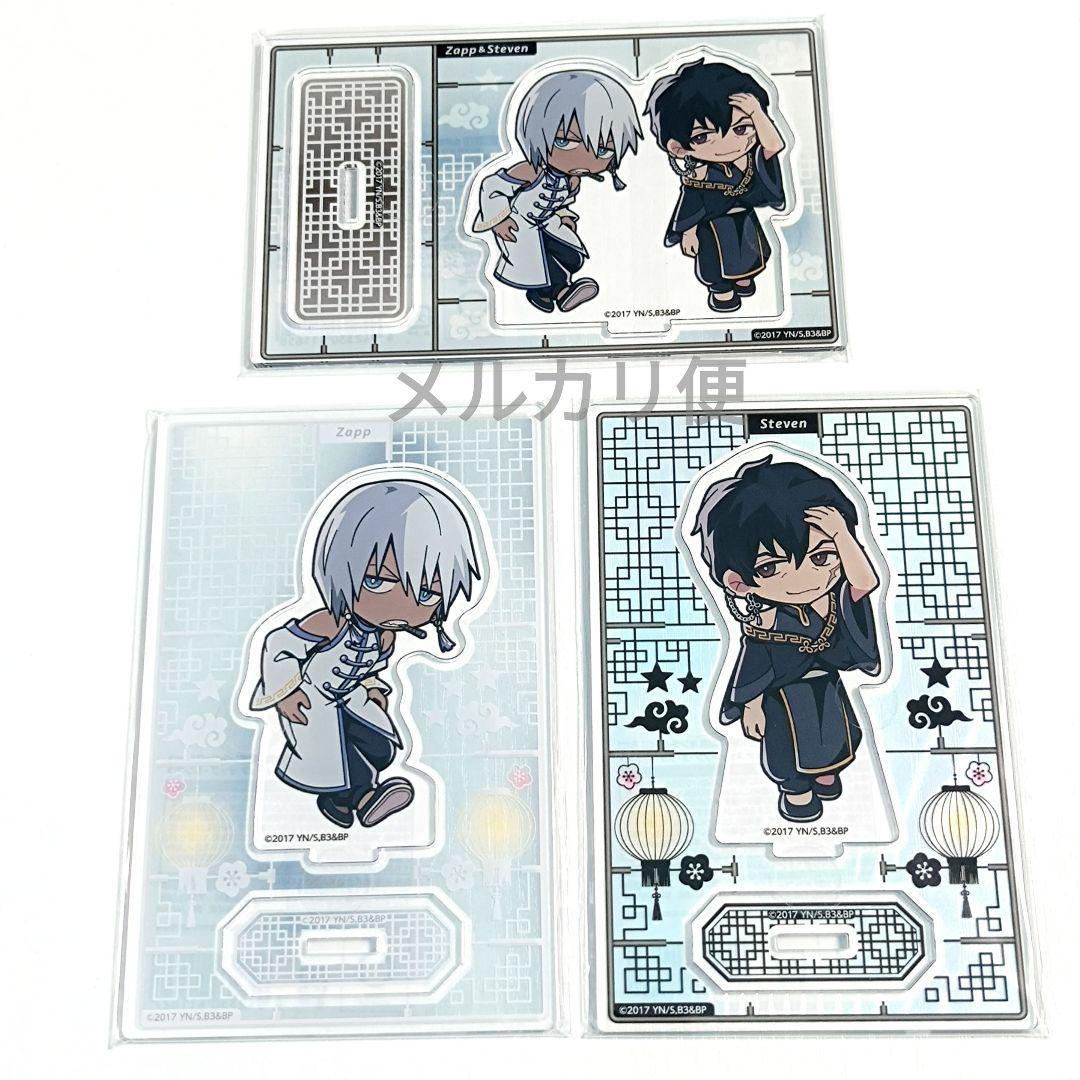 

[USED] Blood Blockade Battlefront Kujibikido Chibi Acrylic Stand Figures Zapp and Steven 3-Piece Set