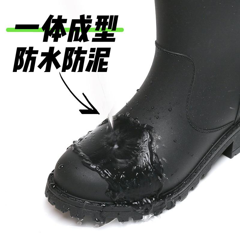 Rain shoes women's new high-heeled waterproof and non-slip rain boots medium tube fashion rubber shoes overshoes integrated outdoor water boots