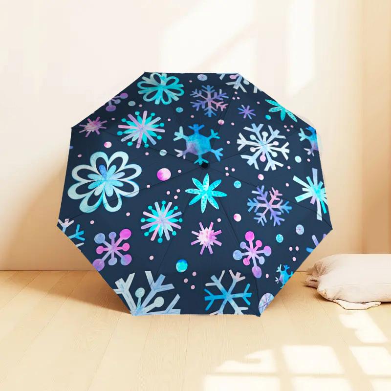 1pc Snowflake Winter Pattern Umbrella  Automatic Opening and Closing Umbrella, High Quality Umbrella, Ideal Gift for Her 187