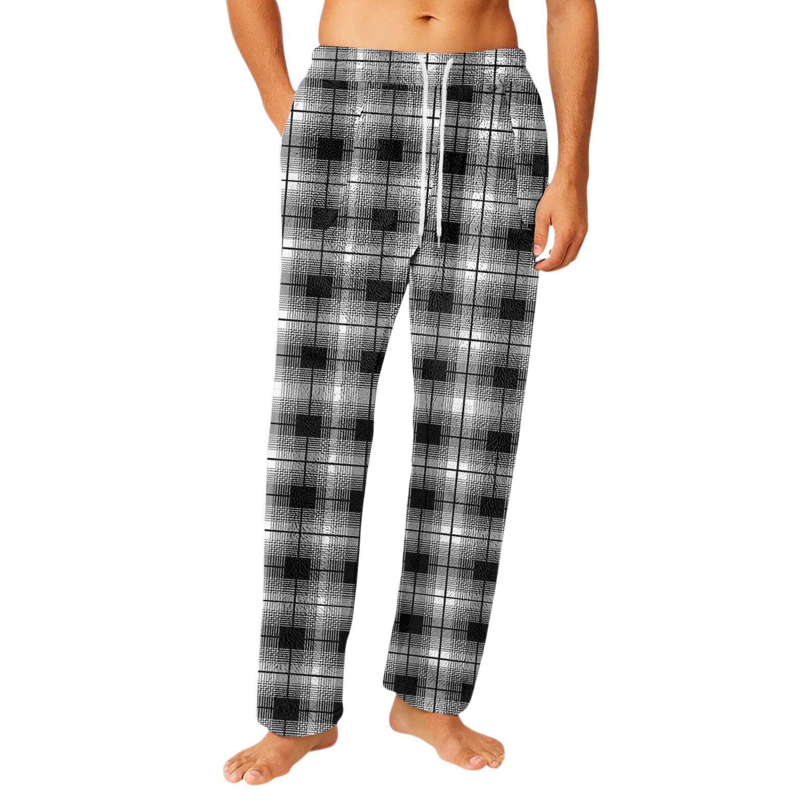 

Мужские фланелевые брюки с карманами на кулиске, домашняя одежда, штаны для сна L чёрный