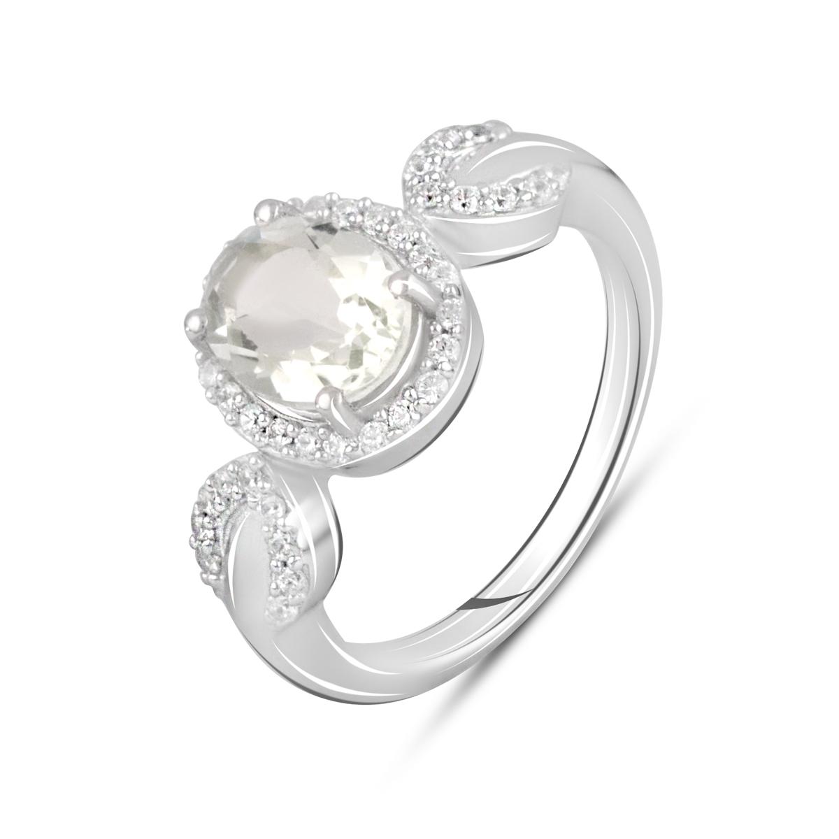 

Срібна каблучка з зеленим агатом і фіанітами. (2111023) 4.37 гр. 925 проби 17.5 білий