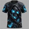 Men's Halloween Horror-Themed 3D-Printed T-Shirt Summer Round-Neck Breathable Trendy Cool Street-Style Halloween Party T-shirts