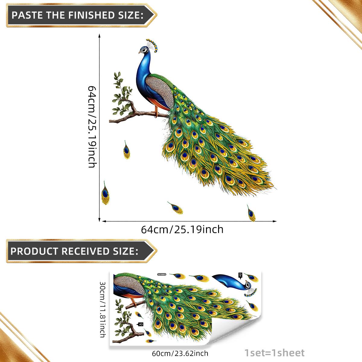 

Tj3031 Креативная зеленая ветка павлина бронзовая наклейка на стену украшение детская комната гостиная спальня фон самоклеящаяся наклейка