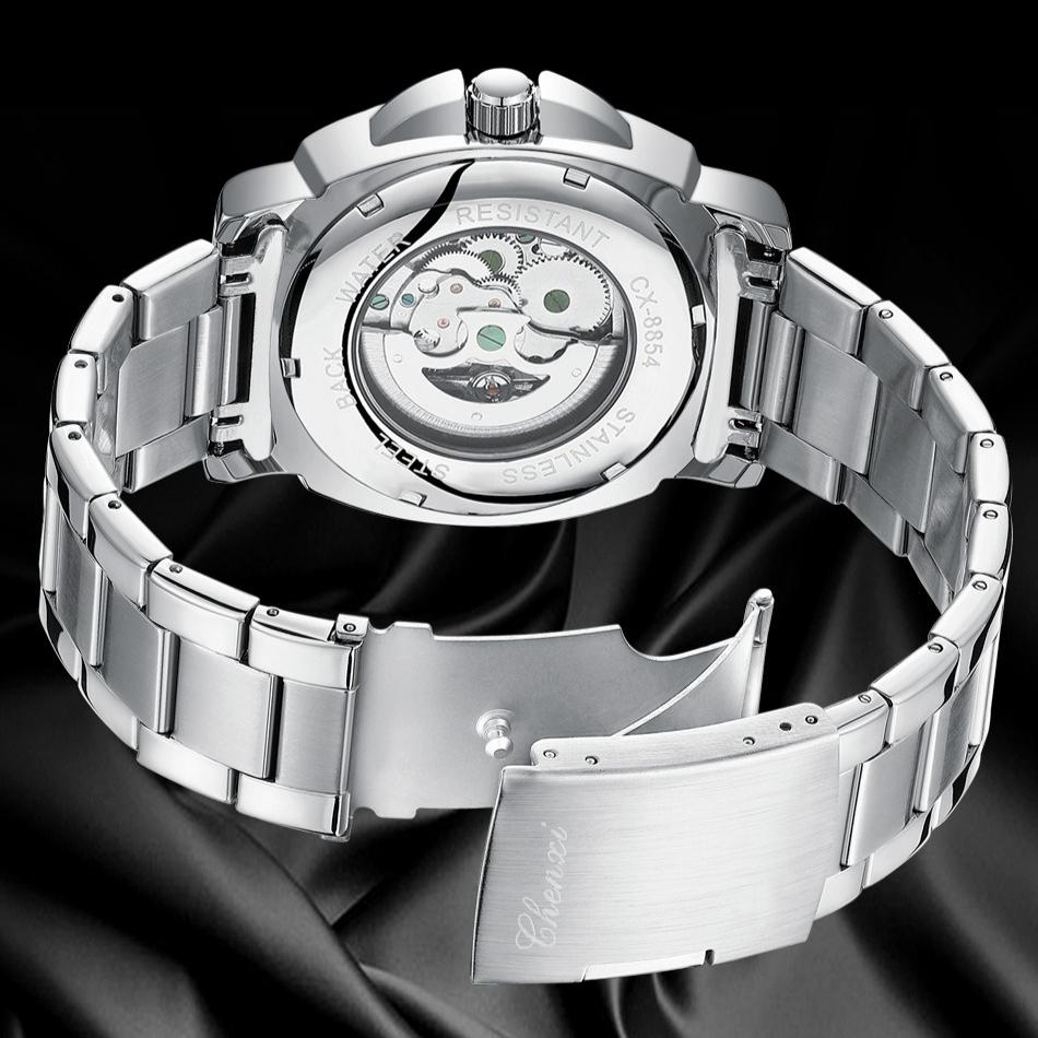 Men Automatic Skeleton Watch Large Dial Mechanical Luminous Fashion Wristwatch