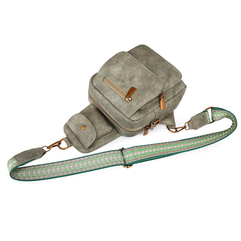 PU Umhängetasche Damen Retro Einfarbig Rucksack Pendler Brusttasche