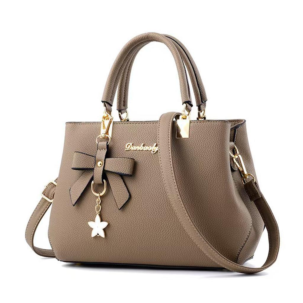 Danbaoly Large Capacity Handbag for Women Tote Shoulder Bag with Bow Accent and Star Charm Adjustable Crossbody Strap