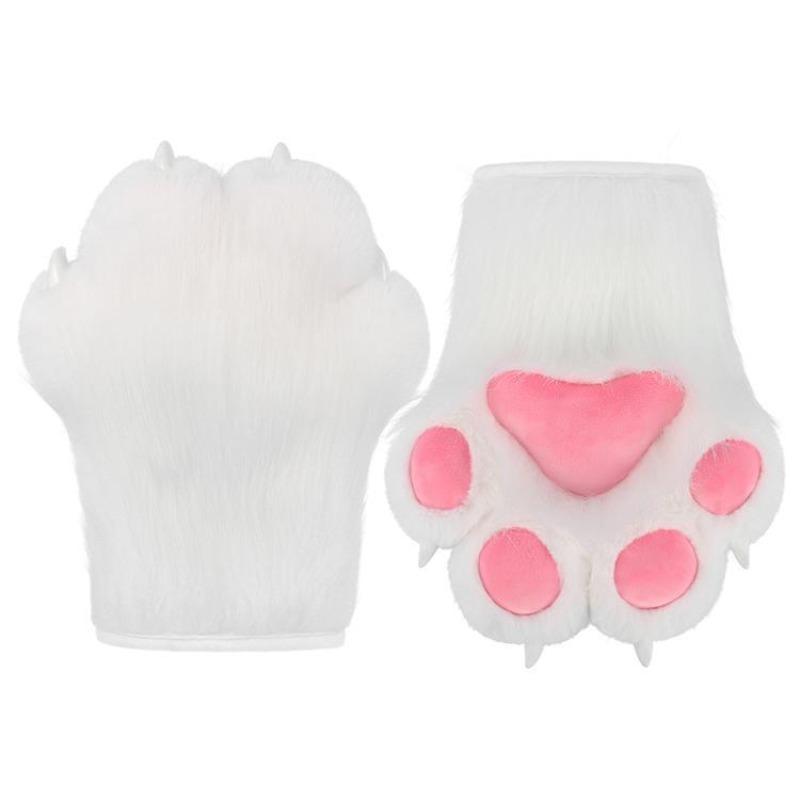 Meier R 9074 furry claw gloves with nails белый