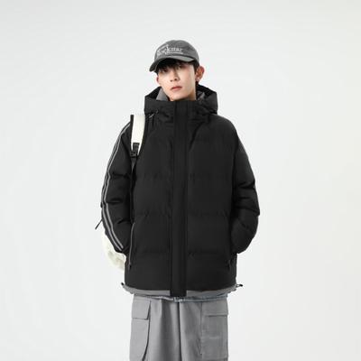 Cotton Clothing Men's Winter Large Size Hooded Stripe Loose Thickened Cotton Jacket Warm and Casual Cotton Jacket