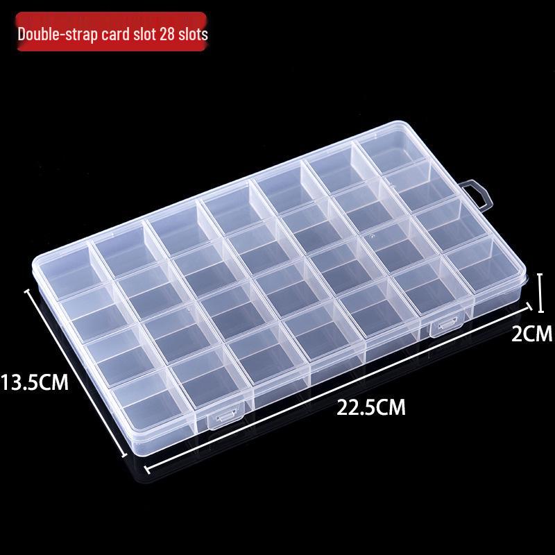 Transparent Rectangular Plastic Box with 10, 15, or 24 Compartments for Storage