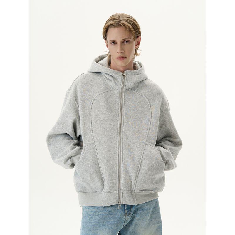 Kisko Trendy American-Style Heavyweight Double-Zipper Air Layer Hooded Sweatshirt for Men and Women with a Stylish Silhouette and Casual Fit