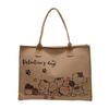 Cartoon Bear Canvas Bag Women's New Fashion Commuter Bag Large Capacity Student Wear Book Shoulder Tote Bag