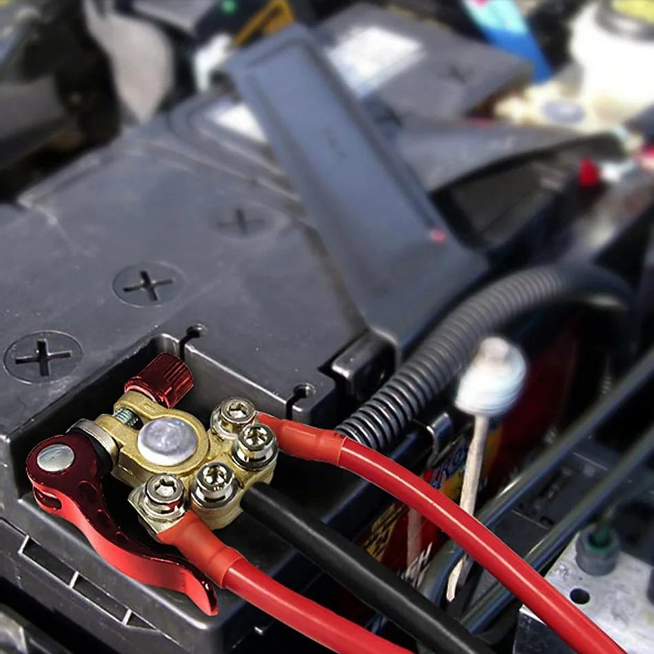 2Pcs Pure Copper Clamp Car Battery Terminal Connectors Quick Release Disconnect Battery Terminals 12V 24V Wire Cable Connection