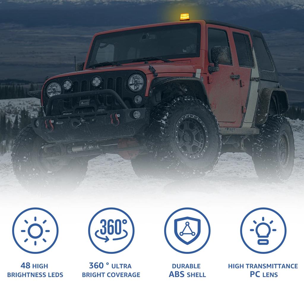 LED Warnleuchten 12 bis 24V 48 LED Blinkende Warnleuchten Wasserdicht Sicherheit Hohe Helligkeit LED Notfall-Blinklicht