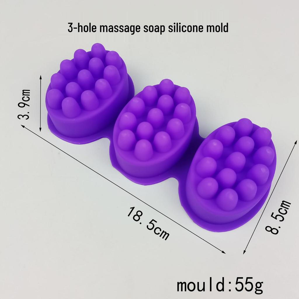 9-Cavity Oval Silicone Massage Soap Mold for DIY Handmade Soap