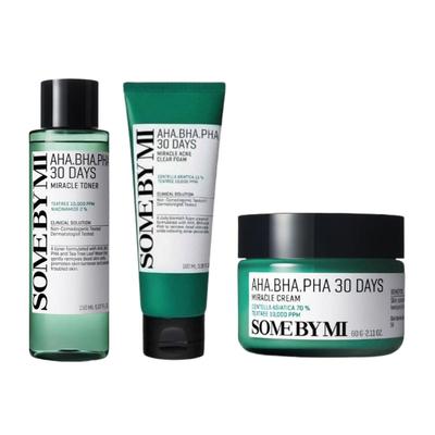 AHA BHA PHA 30 Days Miracle Acne Clear Foam 100ml +Toner 150ml + Cream 60g (Genuine)