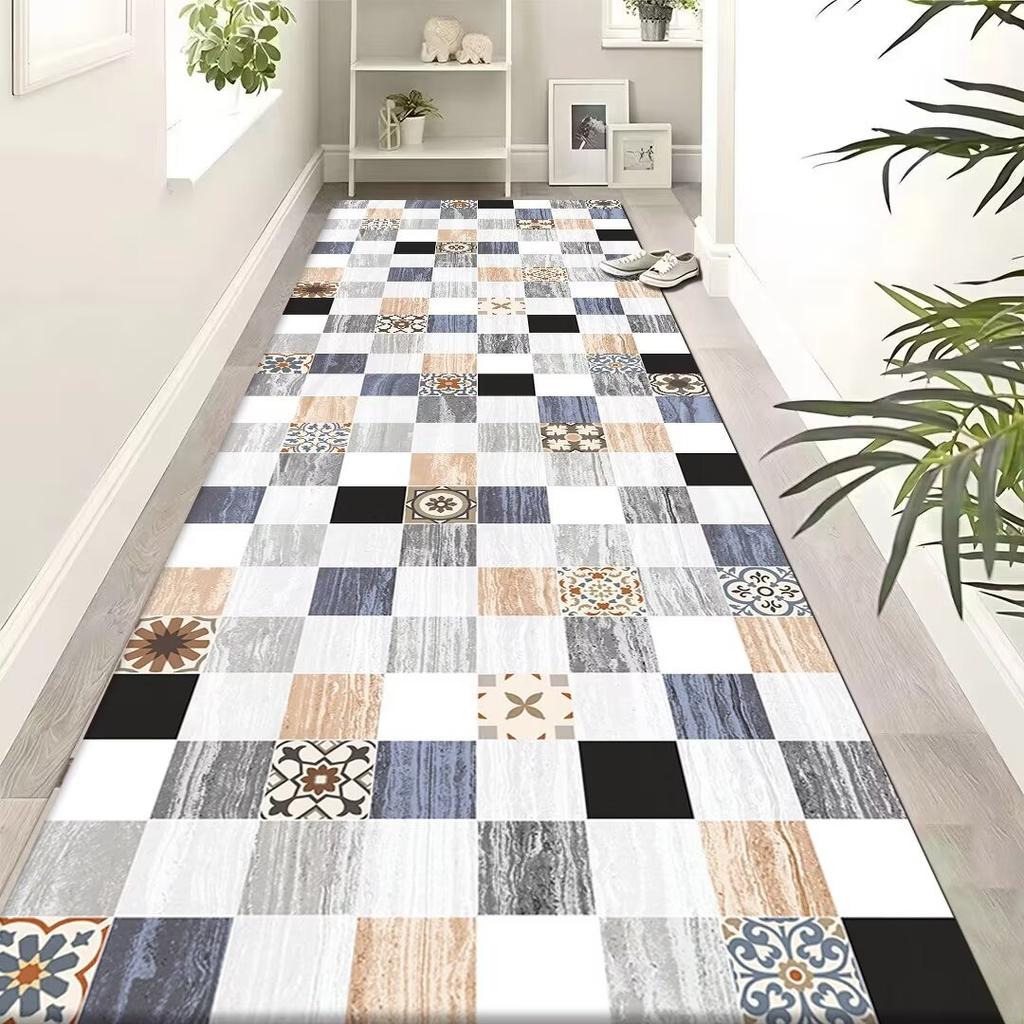 Light Luxury Style Long Carpet Household Absorbent Non-slip Floor Mat Dirt Resistant Geometric Floor Mat Decoration