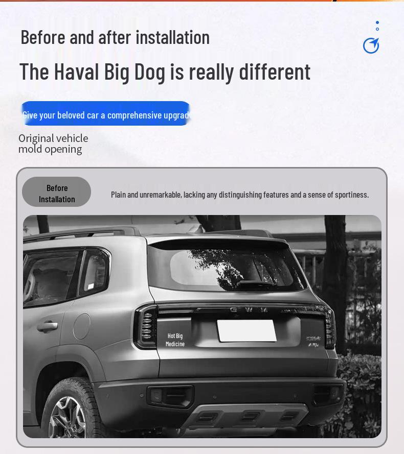 Haval Big Dog MC Sport Rear Spoiler - Glossy Black, No Drilling Needed
