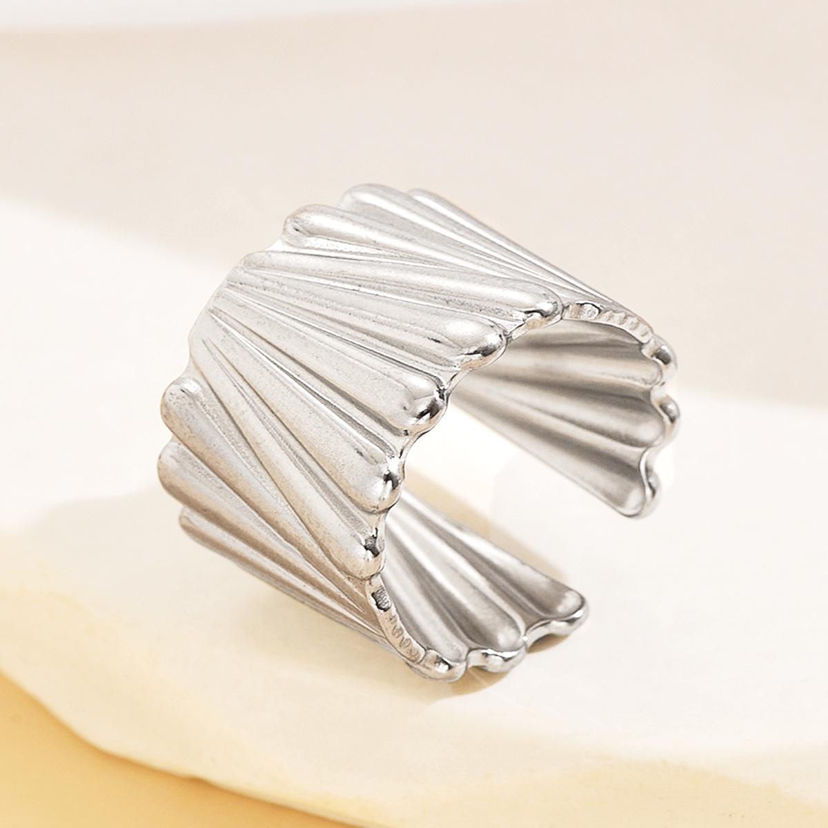 Cross-Border Fashion Stainless Steel Geometric Asymmetrical Ring for Women