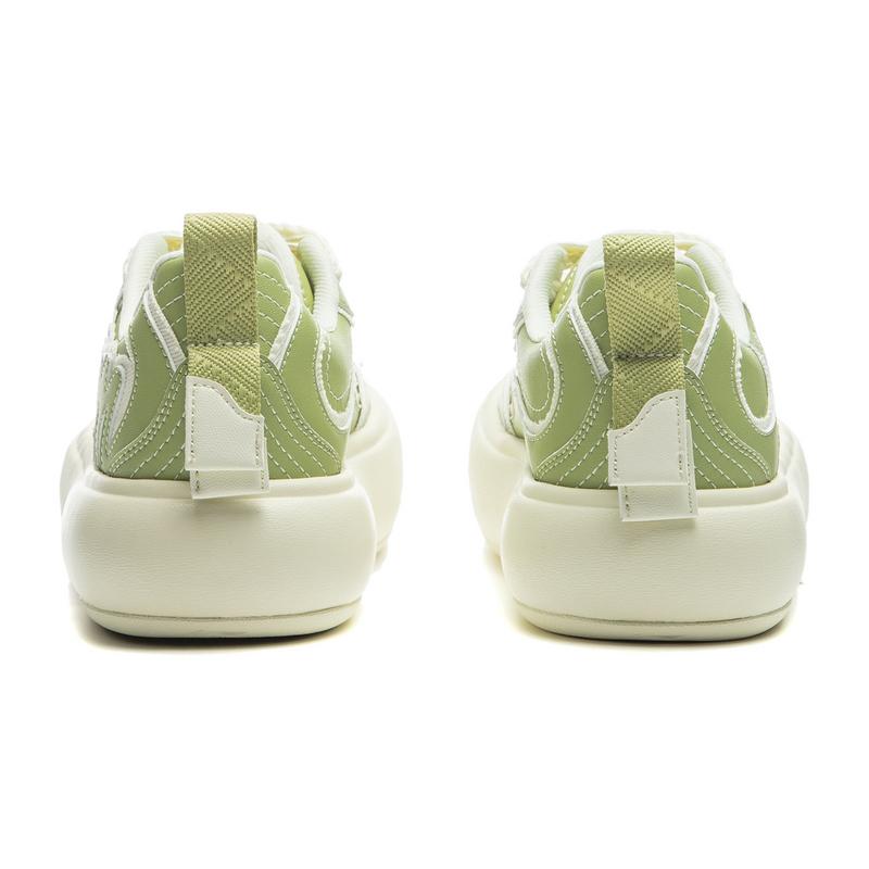 Li Ning Puff Platform Trendy Sports Low Top Casual Shoes Women Casual Shoes Green White AZGU068-2