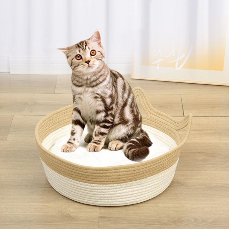 Cats Play Basket Bed Stylish Nest for Small Puppy Kittens Cartoon Kittens Mat Pet Bed Scratch Resistant for Household