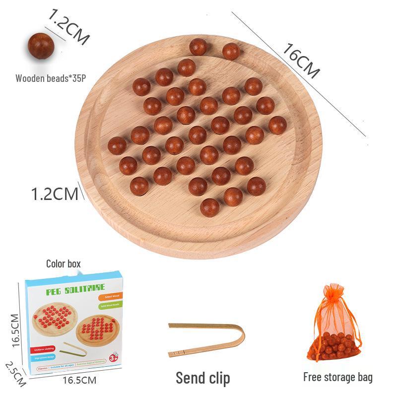 

Деревянный Пасьянс Солитер Классическая Развивающая Логическая Игра для Детей