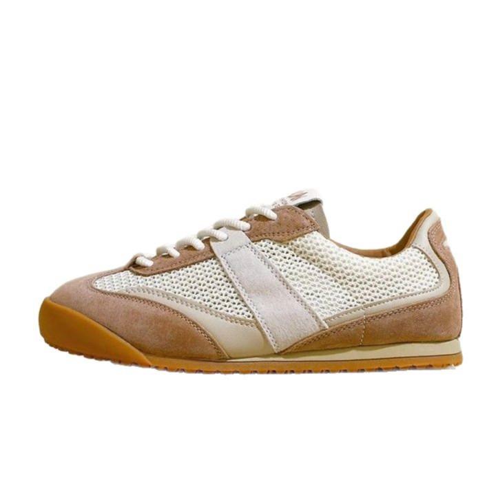 Soft leather version~ Flat-bottomed German training shoes for women's 2025 spring new models, not tired feet, mesh breathable and versatile casual For