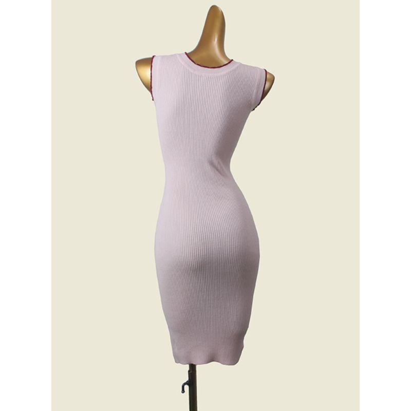 Export Crescent Collar Vest Skirt Fashion Wind Thread Light Pink Silm Bodycon Dress Original Order Knitting Dress