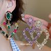 Luxury Silver Rhinestone Heart Earrings: Elegant Geometric Design for a Fashionable, Personalized Touch