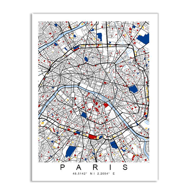 

Мадрид Мировой Город Цветная Карта Холст Картина Нью-Йорк Лондон Париж Постер и Принт Настенное Искусство Картина для Украшения Дома 20x30cm no frame