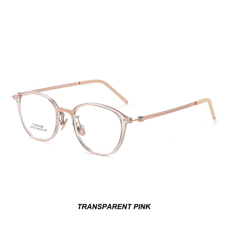 Round-Frame Ultra-Lightweight Titanium Glasses Frames Classic Fashion Women s Designer Eyewear Retro Luxury-Style Eyeglasses прозрачный розовый