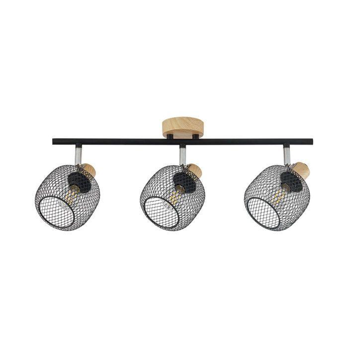Plafonnier décoratif 3xE14 23W IP20 – Noir et bois