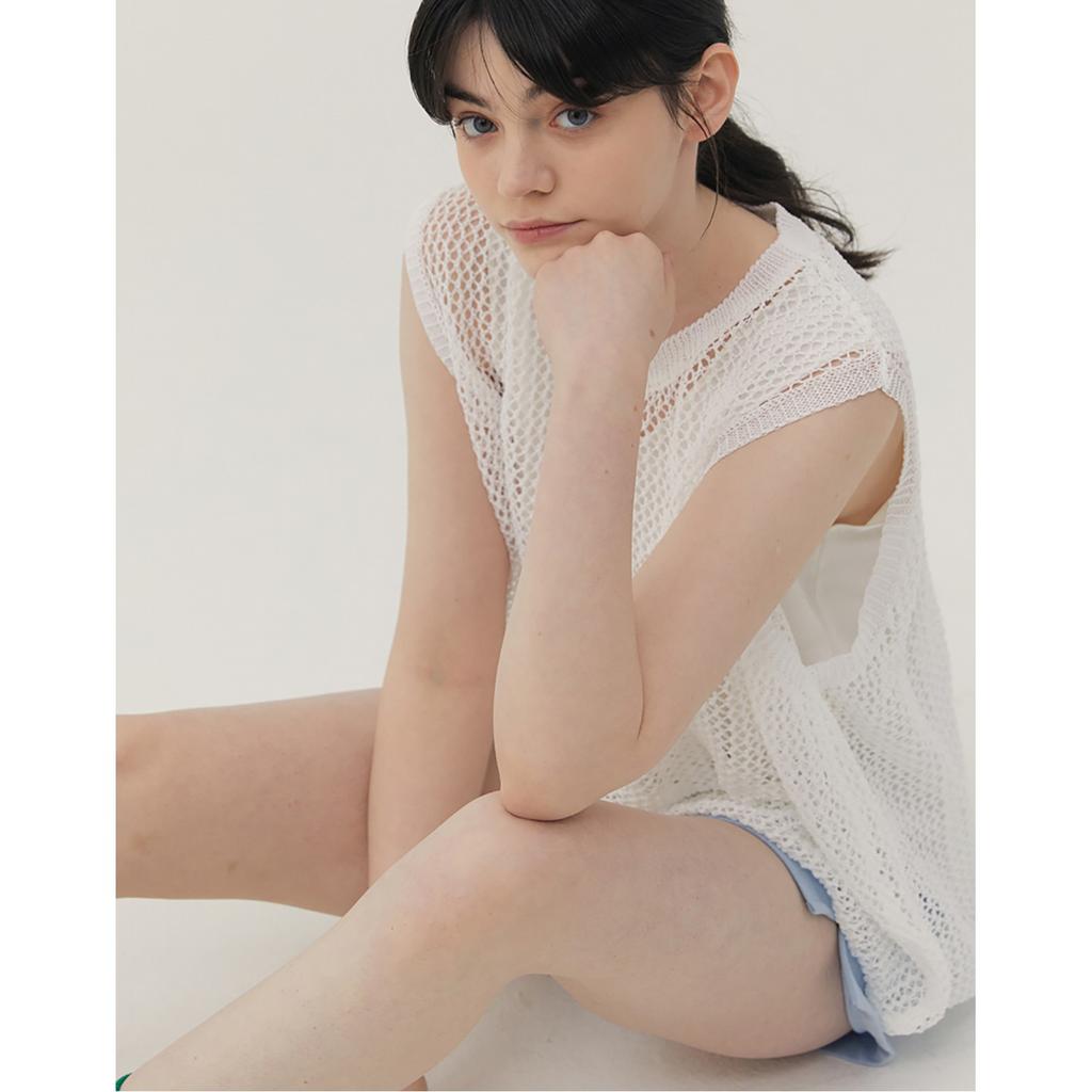 SPNK Knit_Mesh Pullover_Off-White