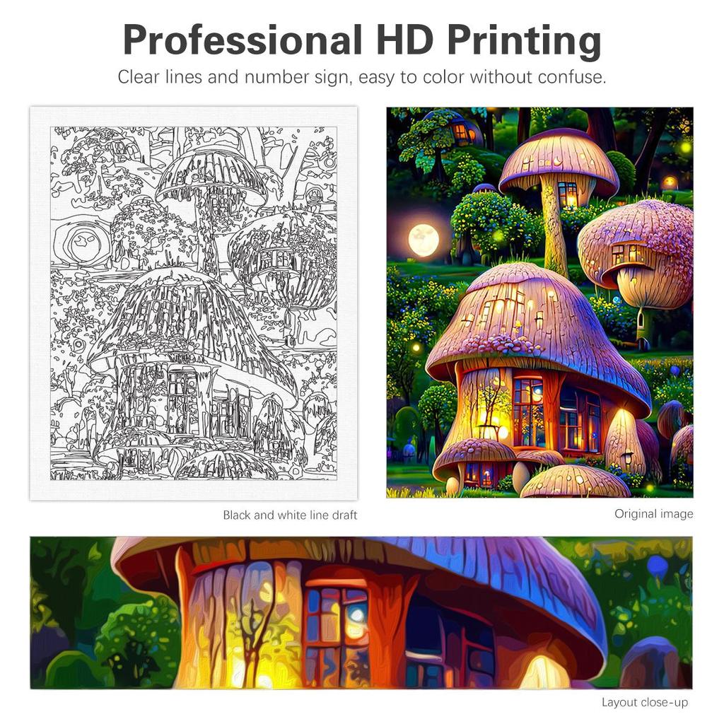 RUOPOTY Seturi de pictură cu numere ciuperci Kit de pictură după numere pentru adulți tablou pictat manual pentru decorațiuni de perete pentru casă 40x50cm