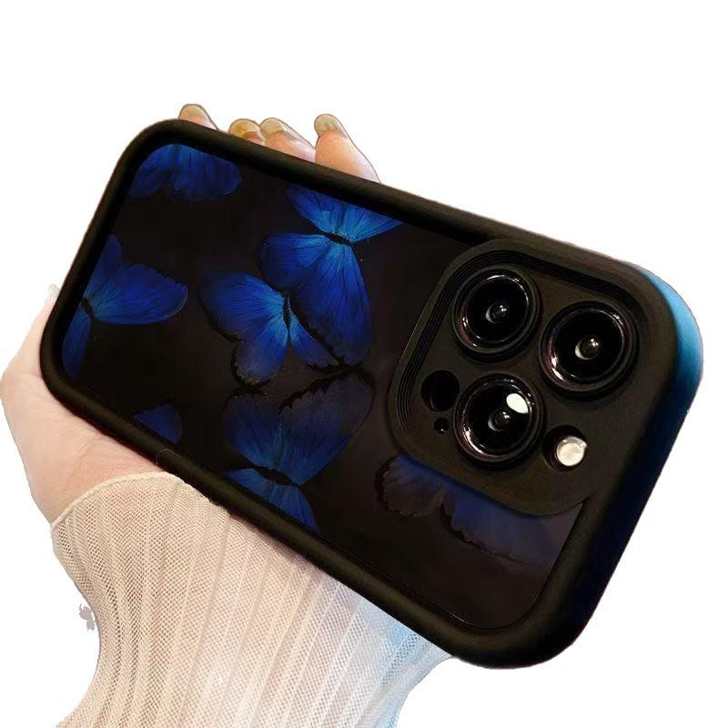 Painted blue butterfly for iphone16pro mobile phone case apple 15 Japan and Korea 14 /13promax new 12x