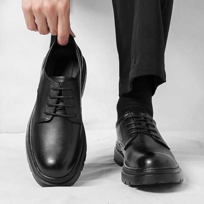 Men's Luxury casual leather shoes New Gentleman British Style Dress up party Black brown plus size Adult Derby Versatile