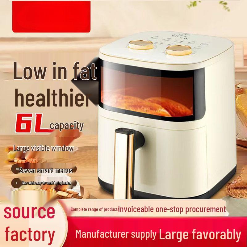 6L Intelligenter Heißluftfritteuse: Tragbar, Multifunktional, Ölfrei, Rauchfrei, Automatisches Visuelles Kochen