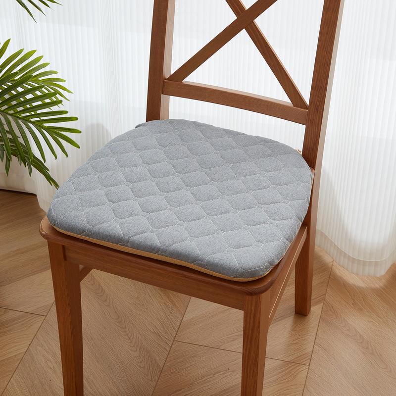 Solid Wood Dining Chair with Cotton Linen Cushion