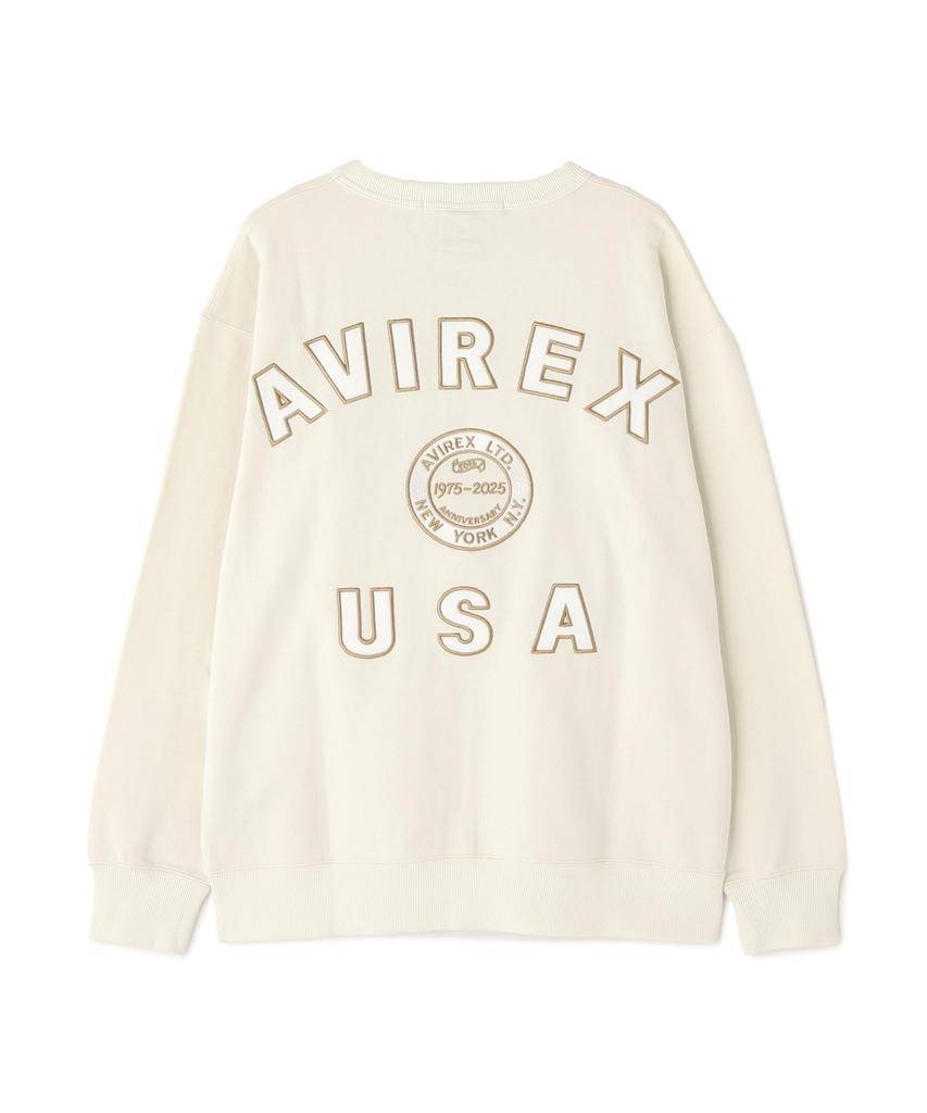 AVIREX 50th Varsity Crewneck Sweat Men's 2XL 033 Off-white 783-5232004