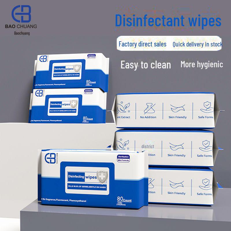 Duftfreie Desinfektionstücher - 80er-Packung, Vlies, Einweg-Reinigungstücher für unterwegs zur Verwendung im Freien