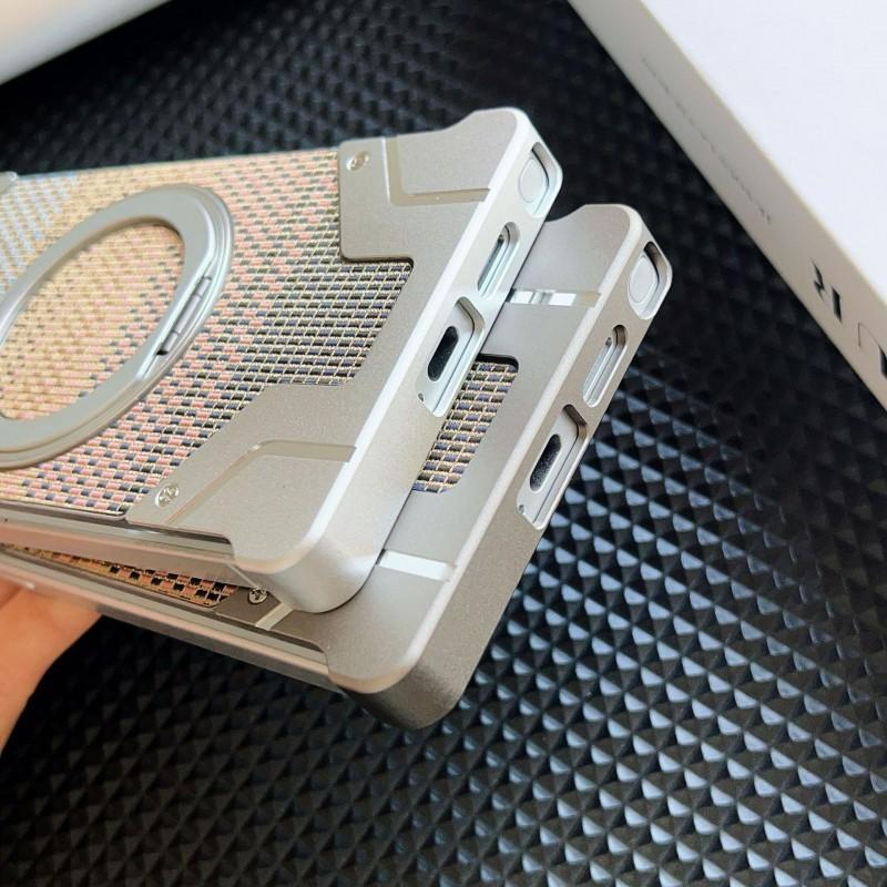 Metal Phone Case With Magnetic Stand Galaxy S26 Ultra S25 Shockproof Heat Dissipation Anti-Fingerprint