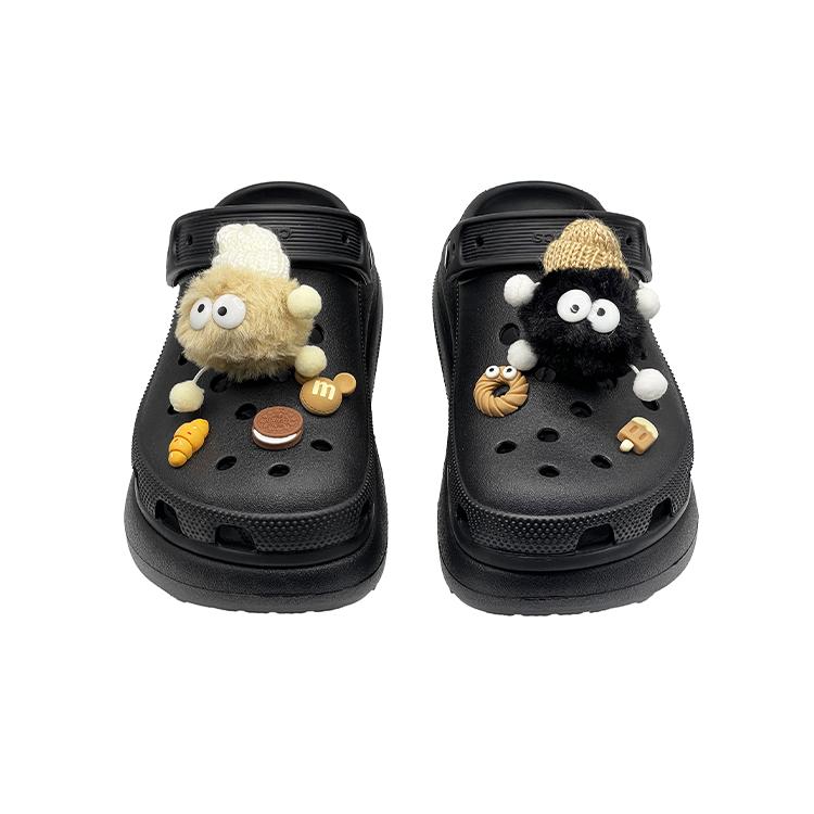 Crocs Classic Platform Clog EVA Puff Retro Fashion Trend Simple Hole Shoes Unisex Black