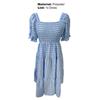 Women Dress Plaid Print Puffy Sleeve Square Collar High Waist Summer Swing Dress for Party