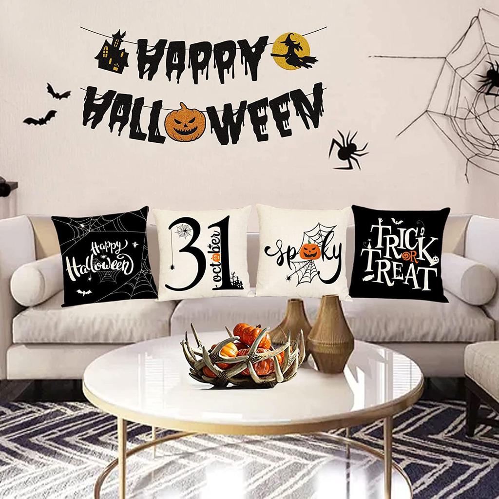 Halloween Pillowcase Devil Cartoon Linen Pillow Print Home Sofa Pillowcase Cushion