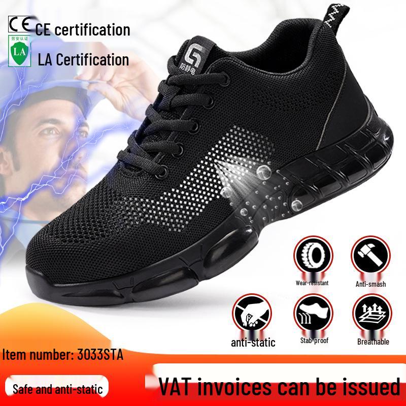 Breathable Anti-Static Anti-Smash Anti-Puncture Fly-Knit Safety Work Shoes