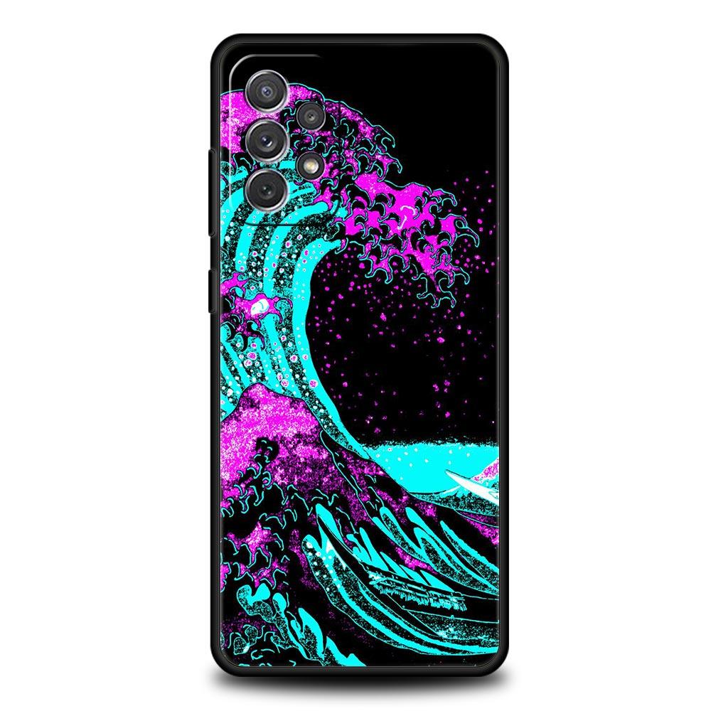 Phone Case For Samsung A13 A51 A71 A41 A31 A21S A11 A03S A12 A32 A52 A23 A33 A53 A73 5G Cover Golden Great Wave Kanagawa Surf
