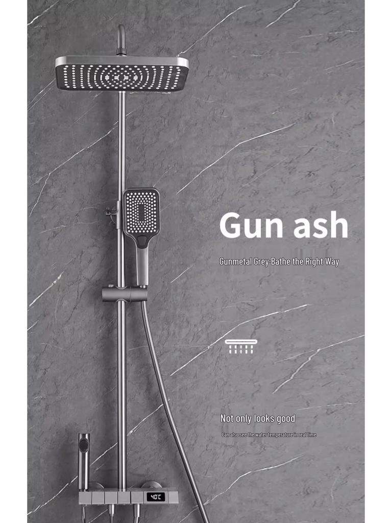Intelligent All-Copper Digital Display Shower Set with Adjustable Temperature and Pressure for Home Use