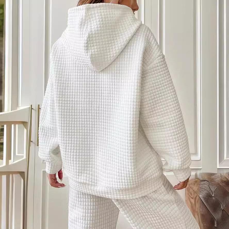 2024 Women's Loose Pullover Hoodie with Drawstring, Long Sleeves, Drop Shoulder, and Kangaroo Pocket.