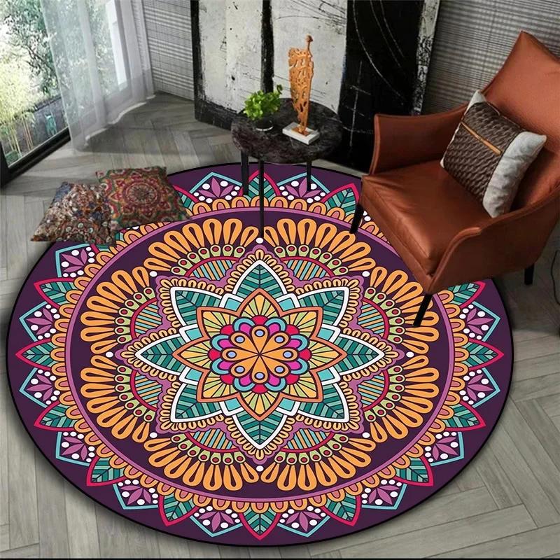 Bohemisk Mandala Rund Sovrum Nattduksbord Mat Korg Hängande Datorstol Golvmatta Meditation Yoga Mat decoracion