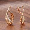1 Pair Golden Color Vintage Hollow Pattern Drop Earring Shiny Synthetic Zirconia Accessories Trend Jewelry